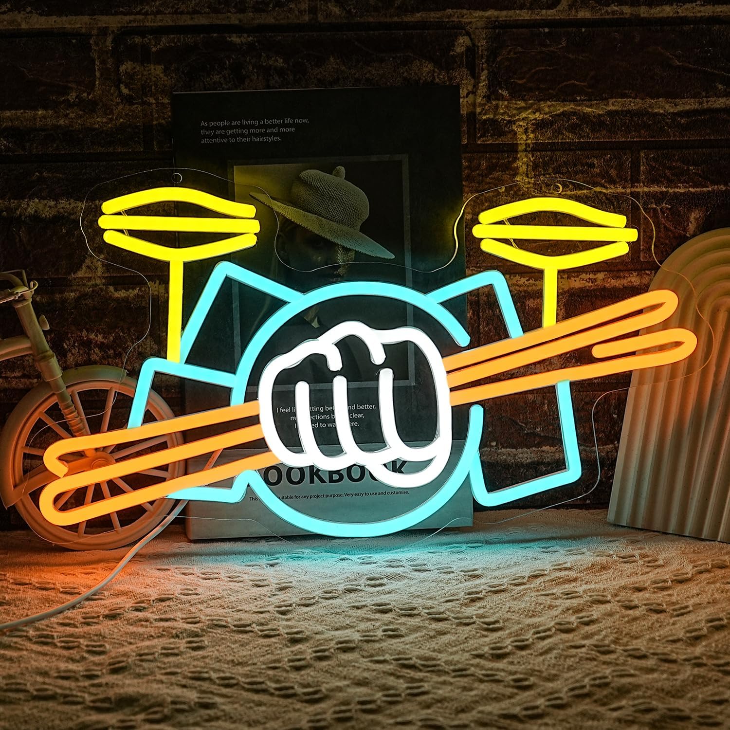 Musical Instrument ____ - Letreiro Neon de Bateria Musical com