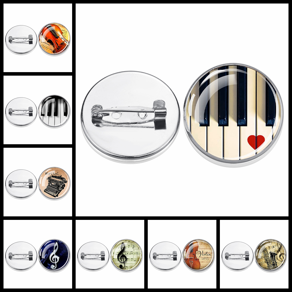 Musical Instrument Jewelry - 1PC Broche de Prata Cabochão com