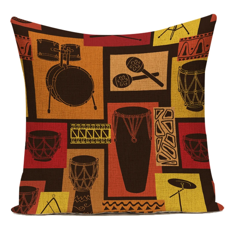 Musical Instrument Of Africa - Capa de almofada retrô feminina africana