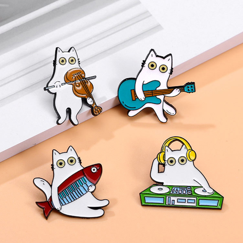Bonito música gato esmalte bro - Musical Instrument Jewelry avaliação e preço