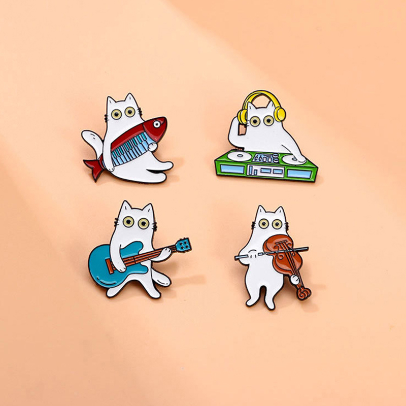Bonito música gato esmalte bro - Musical Instrument Jewelry avaliação e preço