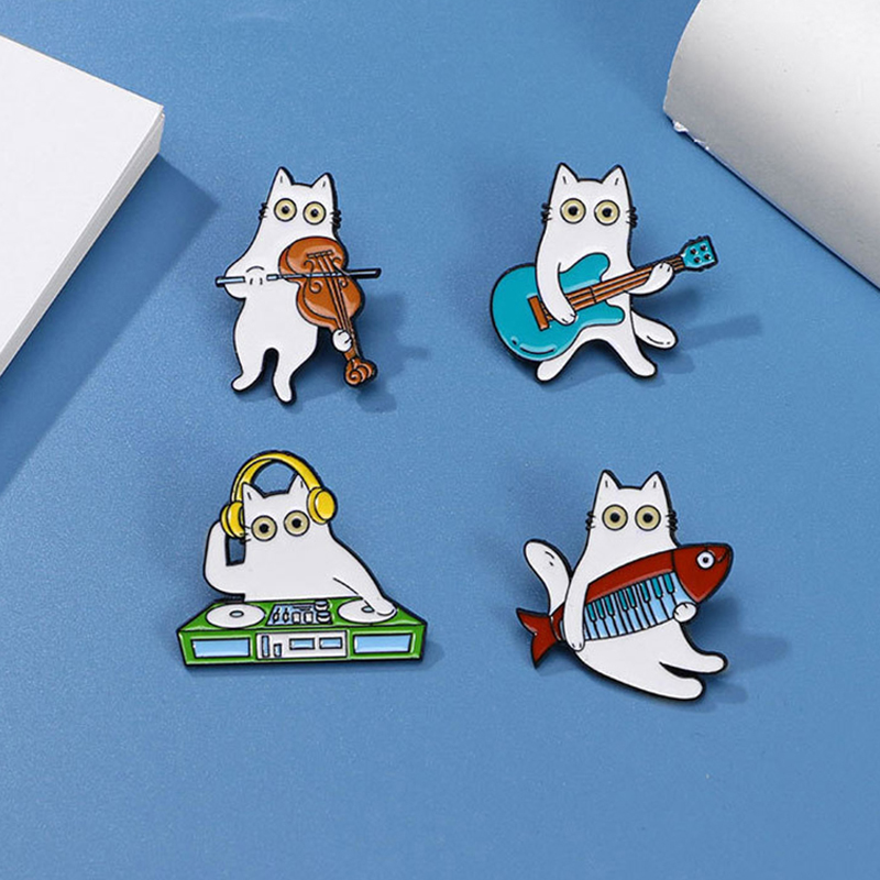 Bonito música gato esmalte bro - Musical Instrument Jewelry avaliação e preço