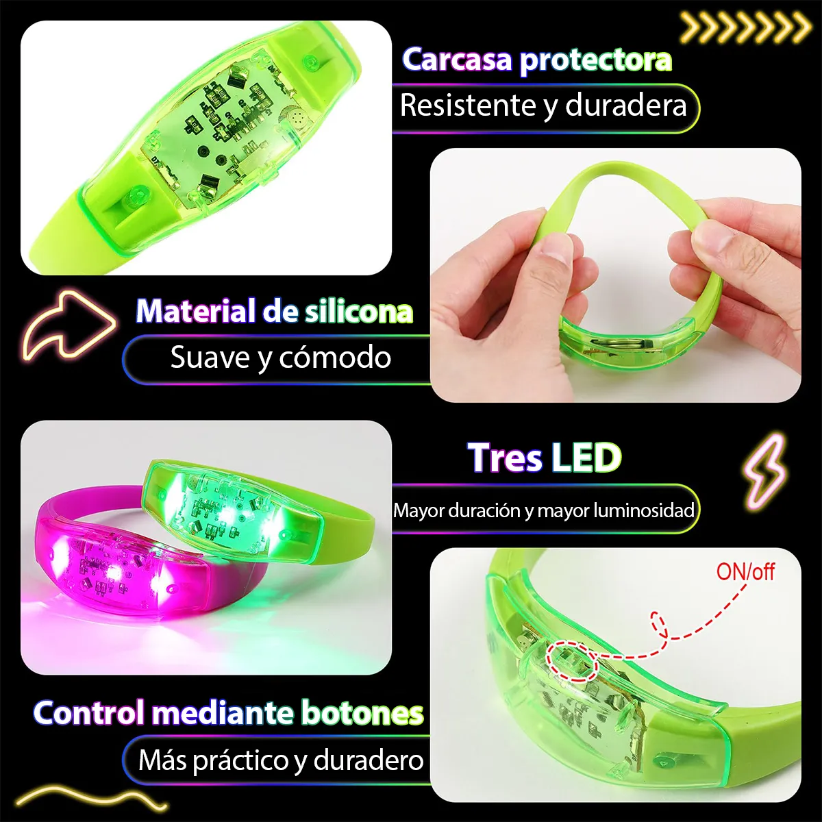 6 Pulseiras LED Ativadas por S - Musical Instrument Jewelry avaliação e preço